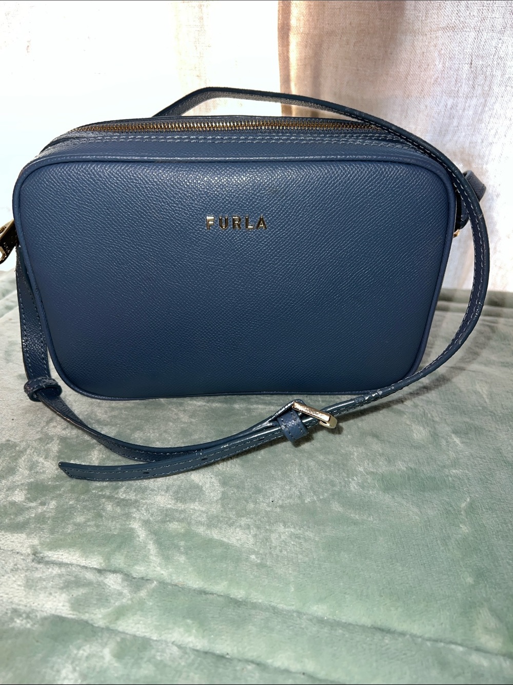Furla Blue Leather Crossbody Bag